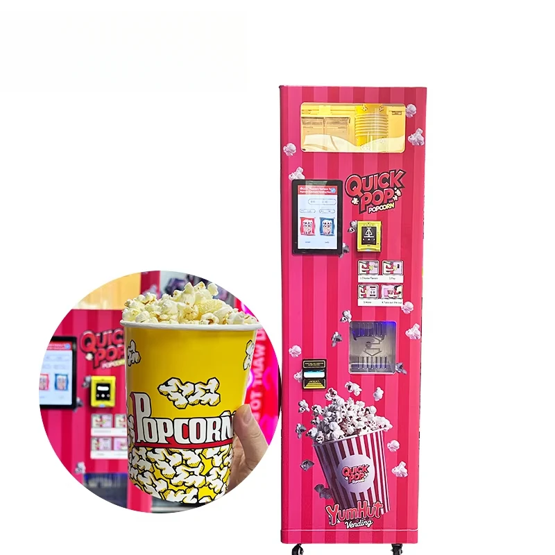 Smart Touch Screen Automatic  Popcorn Vending Machine With 2 Flavors for Commercial Use Snack Food Popcorn Vending Machine