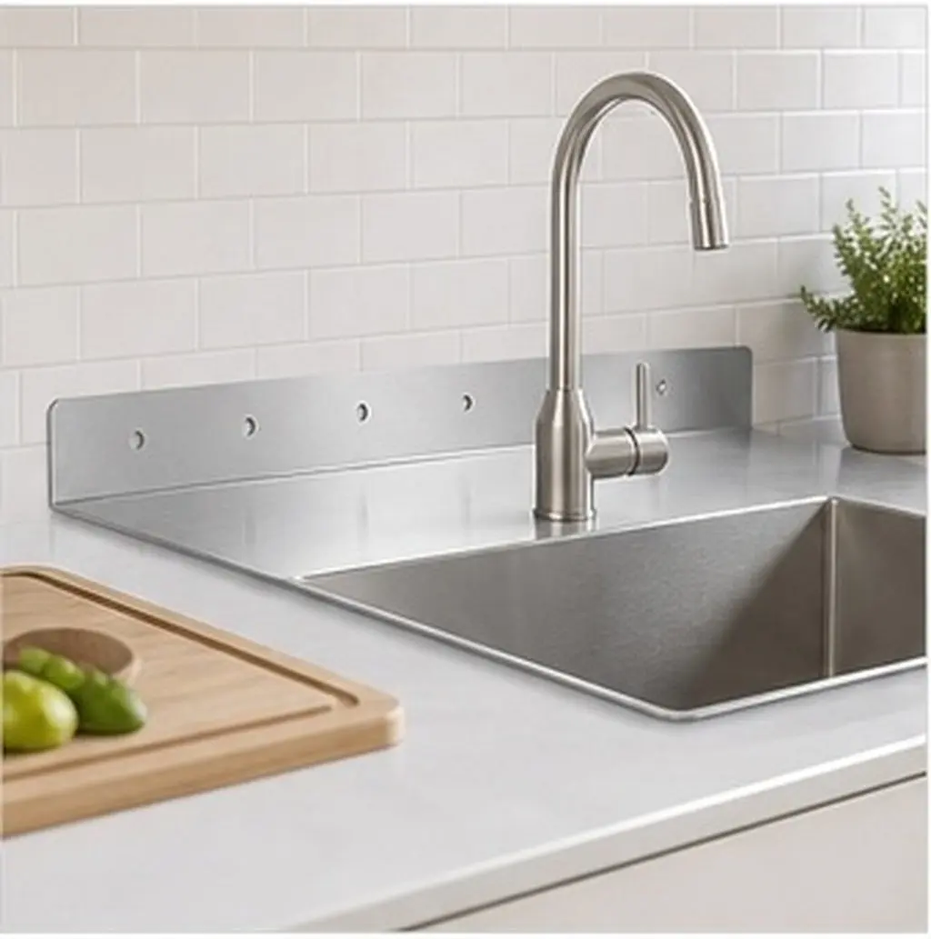 2Pcs Anti-Splashing Guard Kitchen Sink Metal Adjustable Splashing-Proof Baffle Board Splash Prevention Accessory for Cleaner