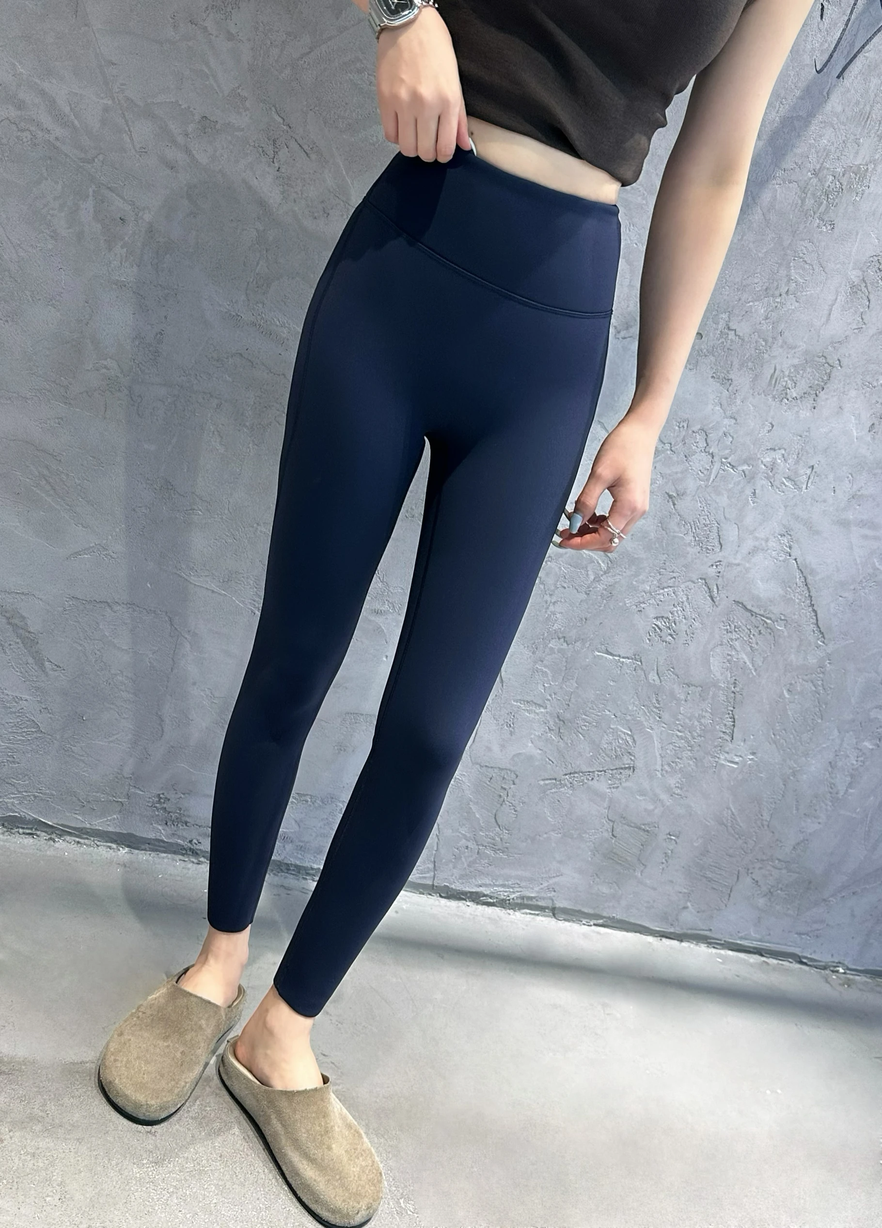 겨울 신상 기모 안감 커브 스포츠 요가 팬츠 아크스킨 레깅스 뱃살 보정 슬리밍 나인 포인트 팬츠 피트니스