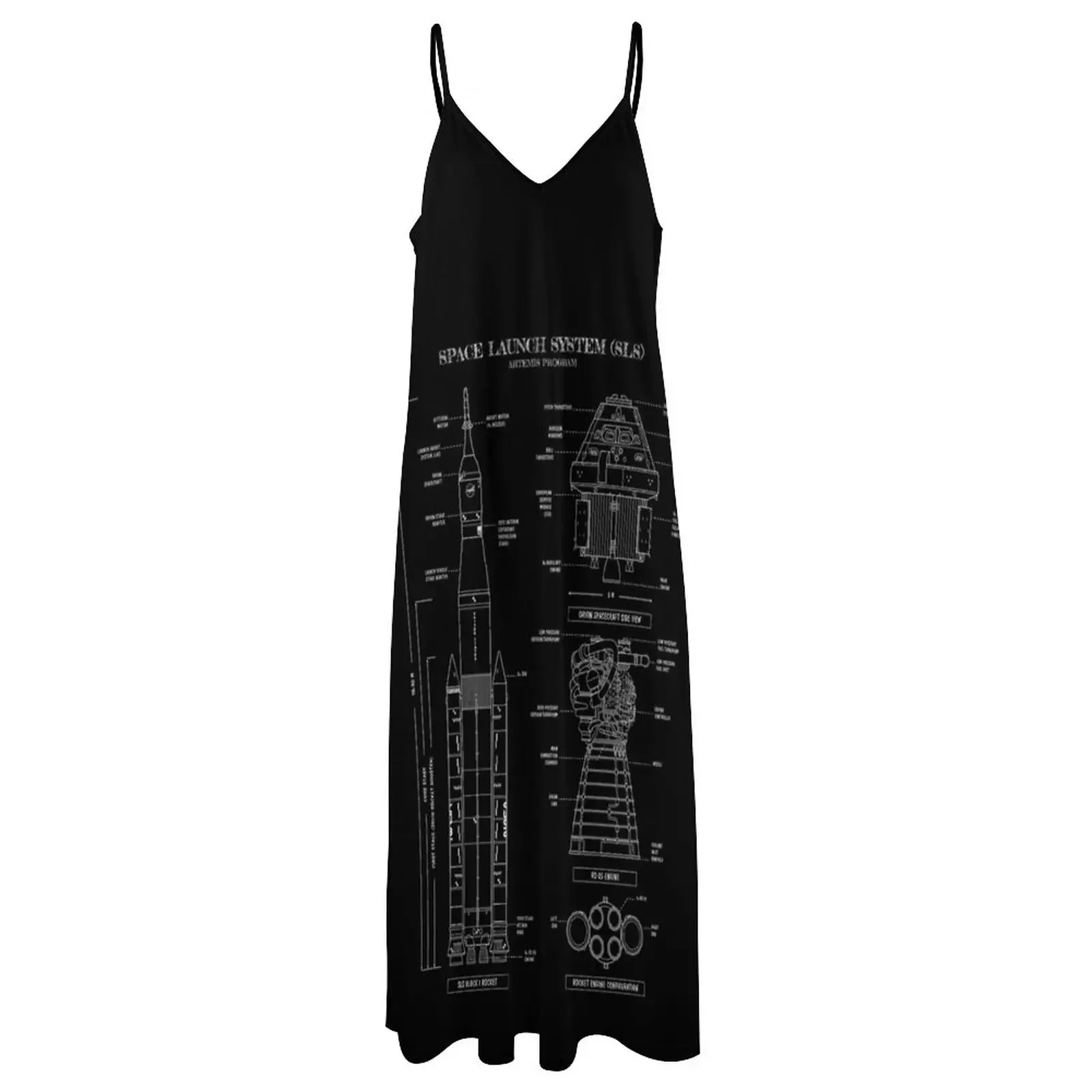 Space Launch System (SLS) (White Stencil - No Background Vertical) Sleeveless Dress prom dress 2024 evening dress