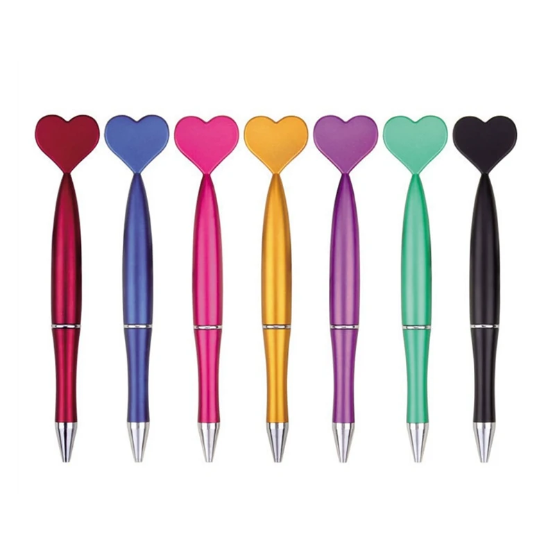 48 Pcs Valentine's Day Heart Ballpoint Pens Spin Heart Office Pens Black Gel Ink Rollerball Kids Pens Party Favor Pens