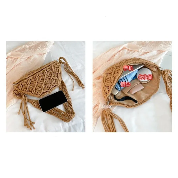 Female Summer Beach Macrame Braid Bohemian Fanny Pack Fashion Beach Crochet Gypsy Aztec Ibiza Ethnic Waist Pack Bum Belt Bags