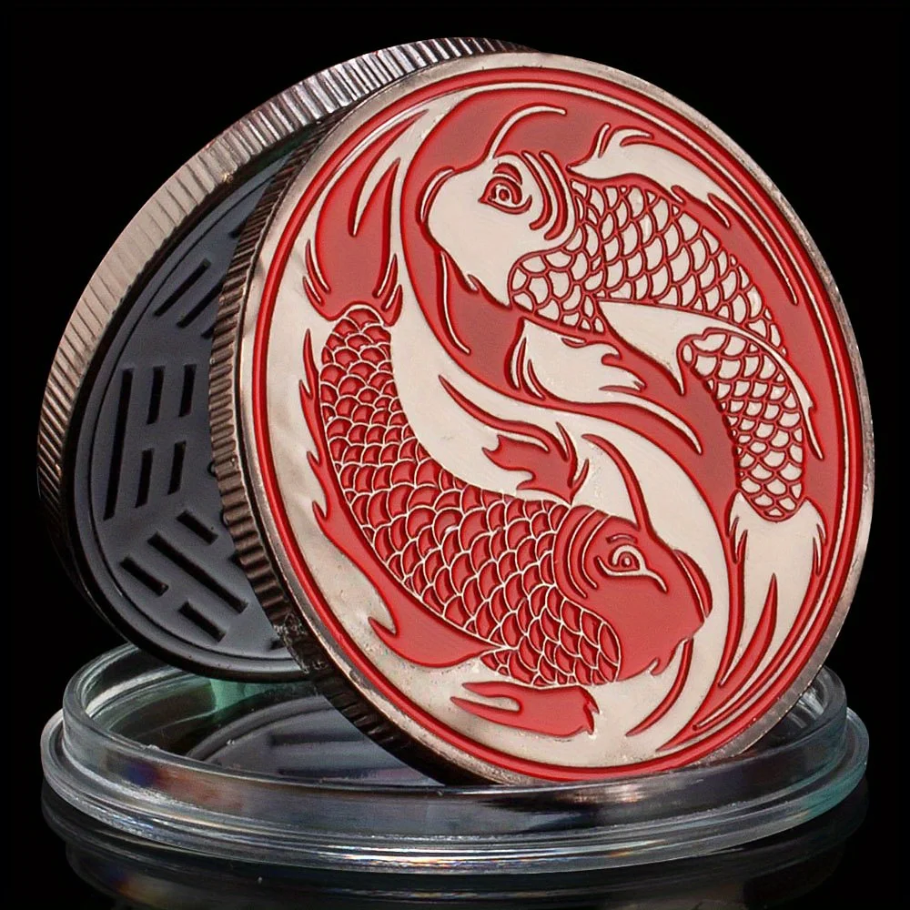Chinese Lucky Coin Fancy Carp Decorations Koi Souvenirs and Gifts silvery Plated Room Decor Commemorative Coins Wishing Coin view 3