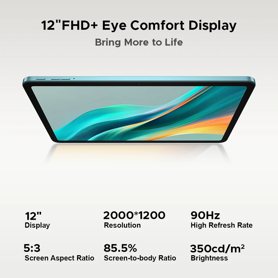 DOOGEE T36 Android 15 Tablet 12'' FHD+ 90Hz IPS Display 8GB 256GB