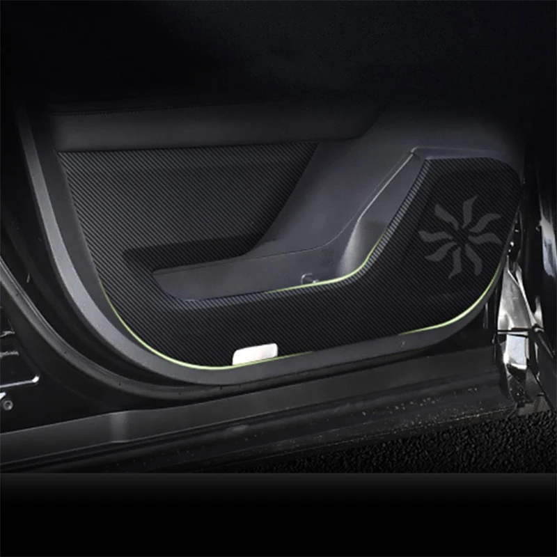 Car Door Anti Kick Pad Carbon Fiber Leather Texture Anti Dirt Protective Sticker Fit For Toyota Highlander Kluger XU70 2020-2023