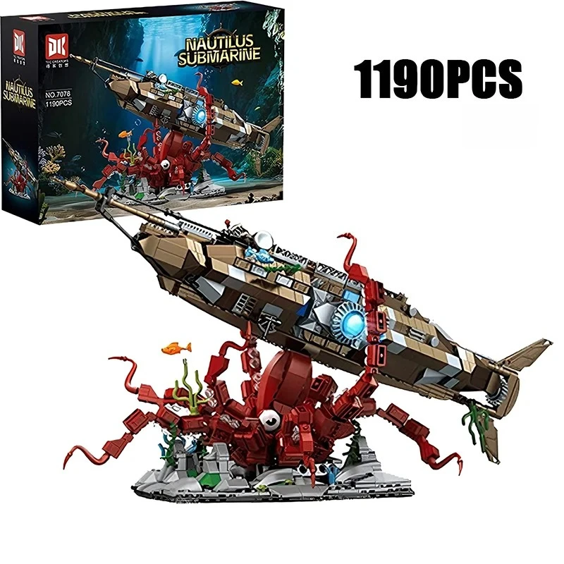 

1190PCS Creative Nautilus Submarine Building Blocks Model Ornament Construction Bricks Toy Good Gift for Friends