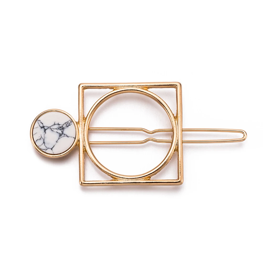 

4pcs Cracked Natural Stone Hair Clip Fashion Alloy Geometric Hair Barrettes Hair Accessories for Women (4 Styles)