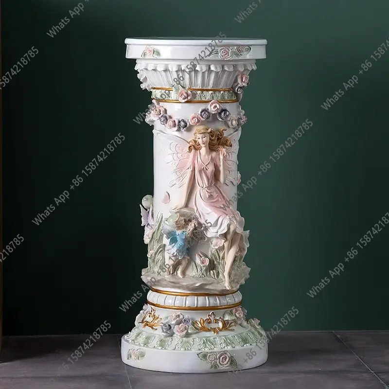 Yy European Roman Column Decorative Ornament TV Cabinet Next To Indoor Floor Flower Rack Living Room Creative Jewelry