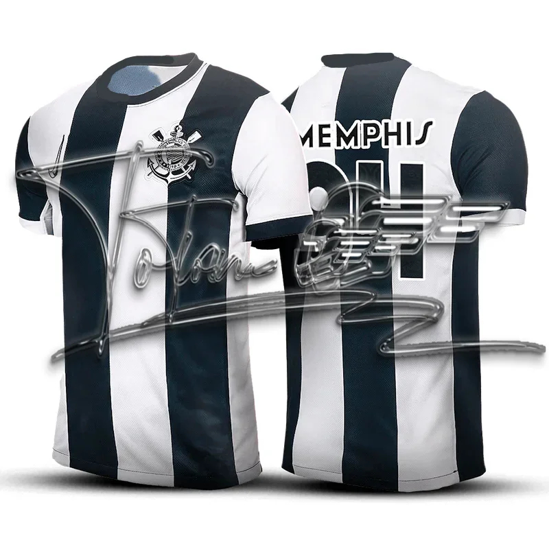 

2025 год, бразильский стиль, спорт на открытом воздухе, с короткими рукавами, уличный стиль, пара, повседневный, универсальный, модный, модный футбольный топ