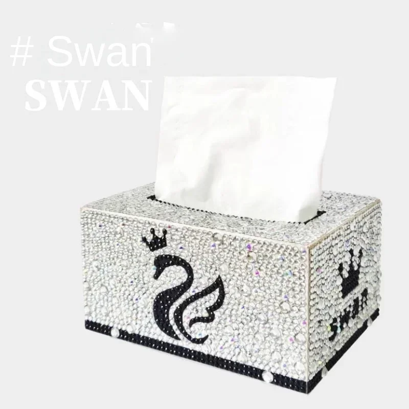 Creative Decoration Diamond Painting Tissue Box DIY Home Storage Sticker Diamond Tissue Box Car Crystal Diamond Pumping