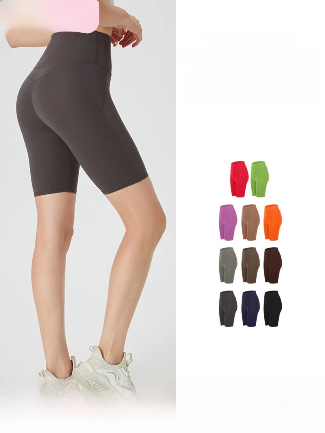 High Waist Sports Shorts Women's Outdoor Running Training Mid-Length Yoga Pants No Inner Underwear Needed Peach Butt Enhancing