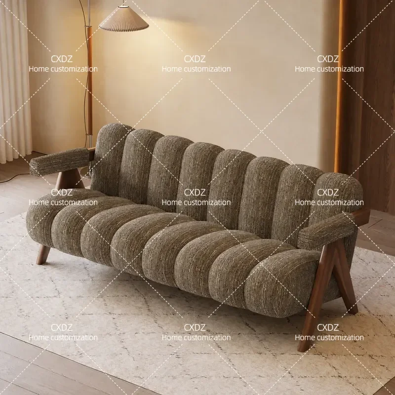 Retro Straight Fabric Sofa Chair for Small Apartment Living Room Clothing Store BnB Rest Area Reception Lounge Seating