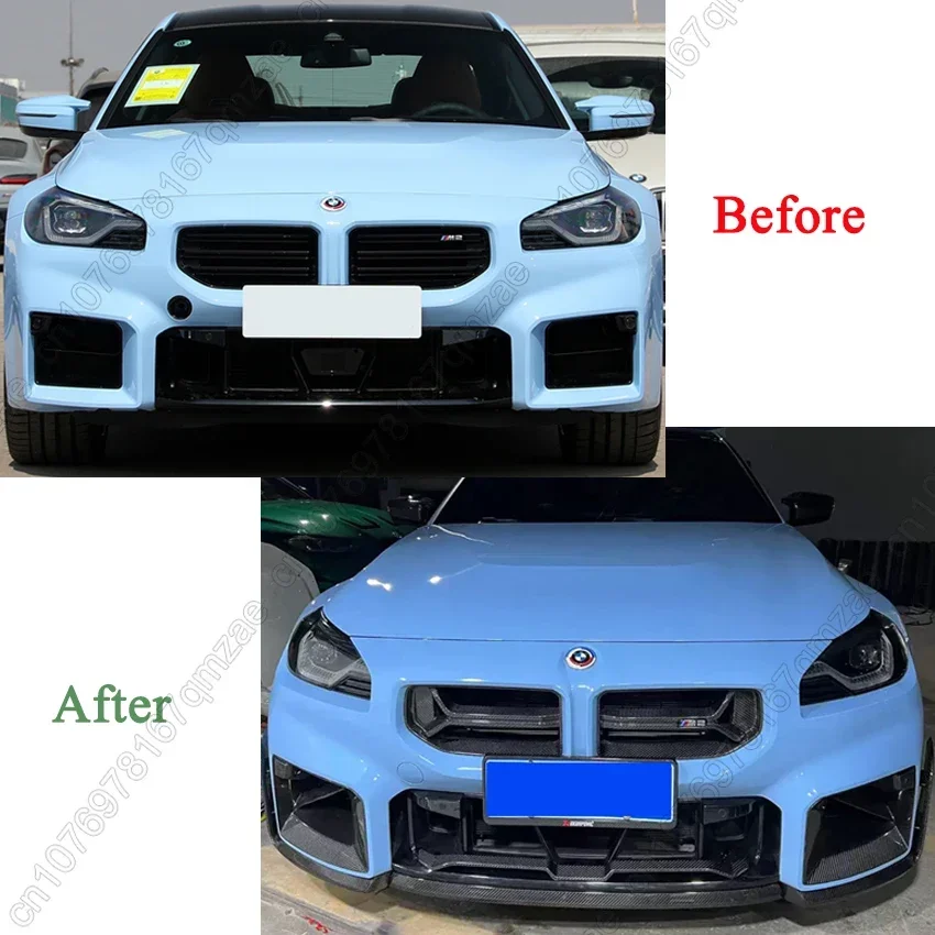 MP Style Car Front Bumper  Lip Spoiler Splitter Diffuser Guard Trim For BMW 2 Series M2 G87 2023-2024 3PCS Guard Blade Splitter