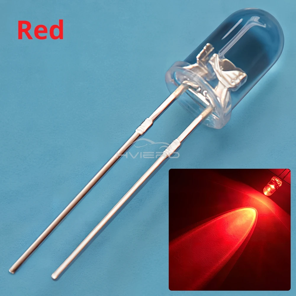 100Pcs F5 5mm Round White Red Blue Warm Pink UV Water Clear Led Super Bright Ligte Emitting Diodes 6000-6500k Lamp Beads Bulb