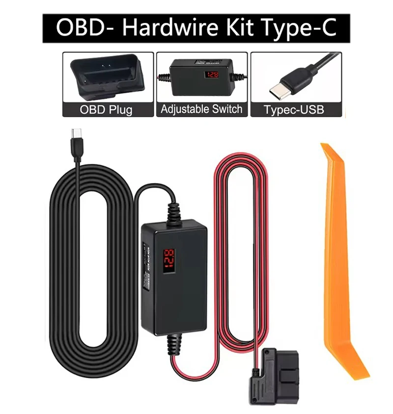 for REDTIGER Dash Cam OBD Hardwire Kit Power Cable Type USB C Port,10FT 12V-24V to 5V,for Dash Camera, Low Voltage Protection