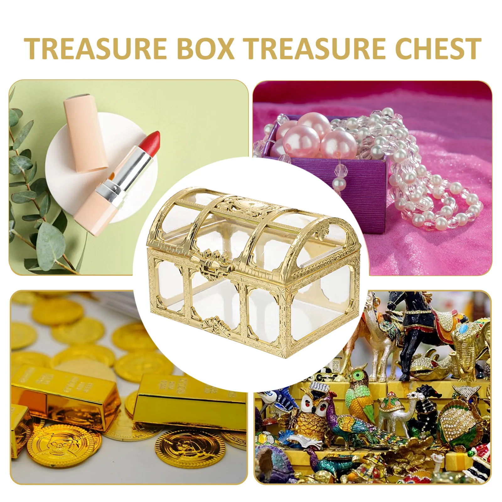 

2Pcs Transparent Plastic Pirate Treasure Box Jewelry Organizer Storage Chest for Trinket Keepsake Treasure Box