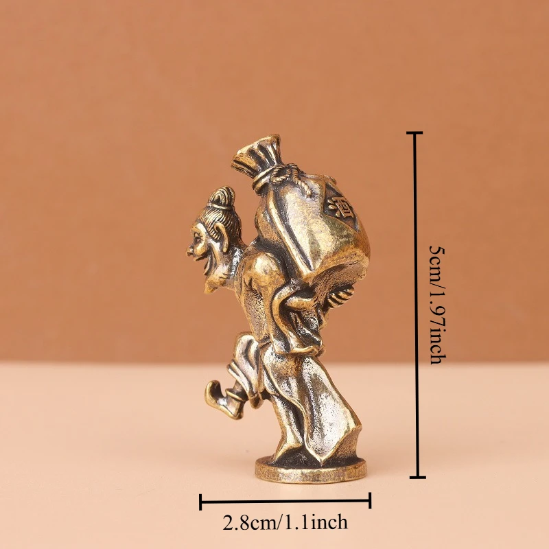 Brass Old Man Figurine Retro Traveler Statue Desktop Ornament Home Table Decor Vintage Craft Collectible Art Gift
