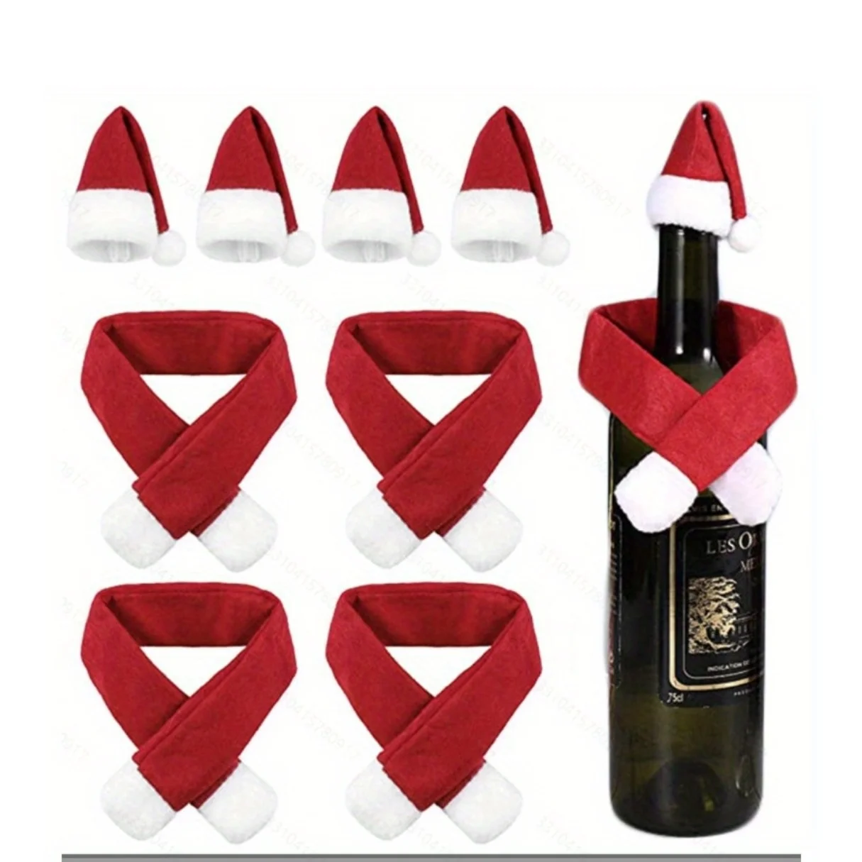 2pcs/set Christmas Creative Home Goods Non- Scarf + Hat Wine Bottle Decoration, Christmas Wine Bottle Decoration