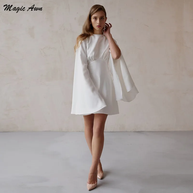 Magic Awn semplici abiti Da Sposa corti 2024 maniche lunghe Hollow Back Mini Boho abiti Da Sposa a-line per le donne Abito Da Sposa