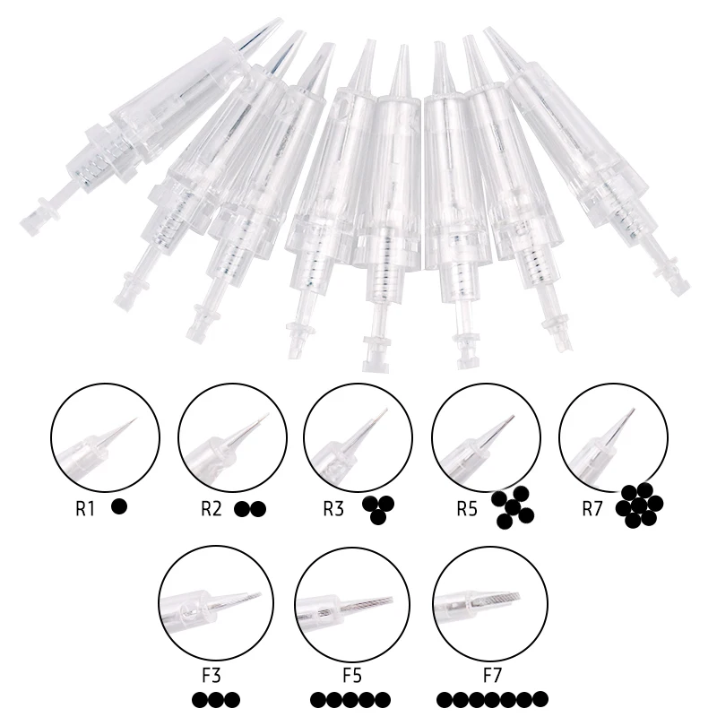 10PCS Replacement Bayonet Tattoo Cartridge Needles Disposable Tattoo Eyebrow Needles, For Microblading Permanent Tattoo Machine