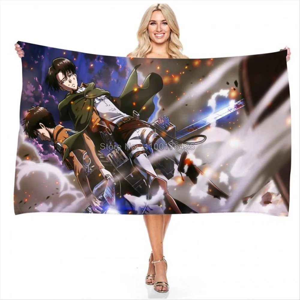 Attack Of The Titans Japan Super Hot Anime Towels 3D Printed Microfiber Soft Water Absorbing Breathable For Girl Beach Towel