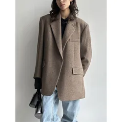 Ladies' L0 * Loose Silhouette Wool Suit 2024 Autumn/winter New Herringbone Pattern Suit Jacket Coats