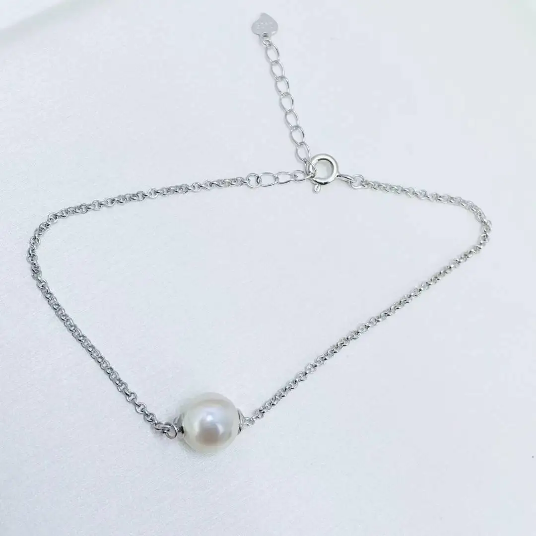 

S925 Sterling Silver Bracelet Mount Settings Finding Mountings Base Part Bangle for 7-10mm Pearls Stones Beads 5pcs/lot