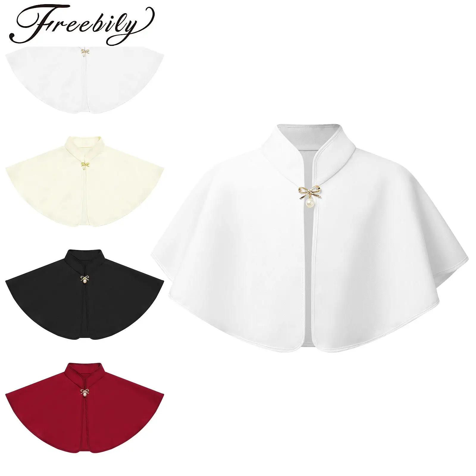 

Girls Bolero Elegant Shawl Wraps Bolero Bowknot Brooch Open Front Shrug Cape for Christmas Wedding Birthday Party Dress Outwear