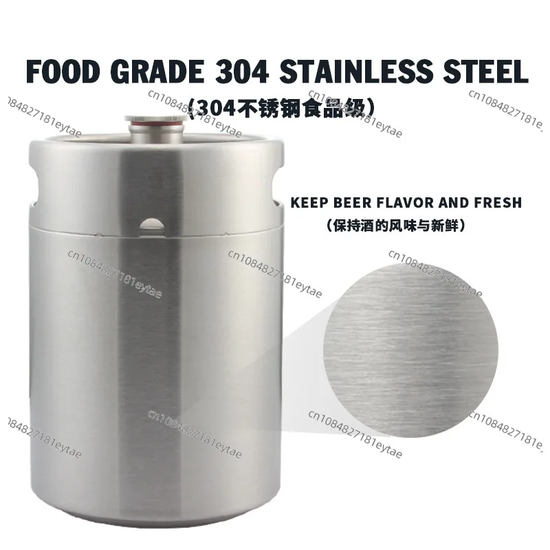 5L 304 Stainless Steel Home Brew Keg Secondary Fermentation Wine Barrel Threaded Lid Pressure Growler