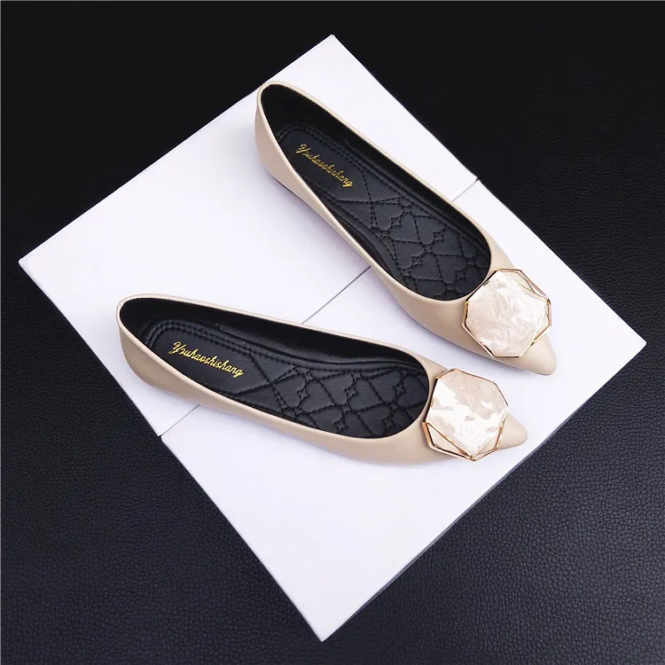 Pointed Flat Shoes Women Mocasines Mujer Black Pointed Toe Flats Spring Summer Large Size 43 44 45 46 Nude Flats Navy Blue Daily