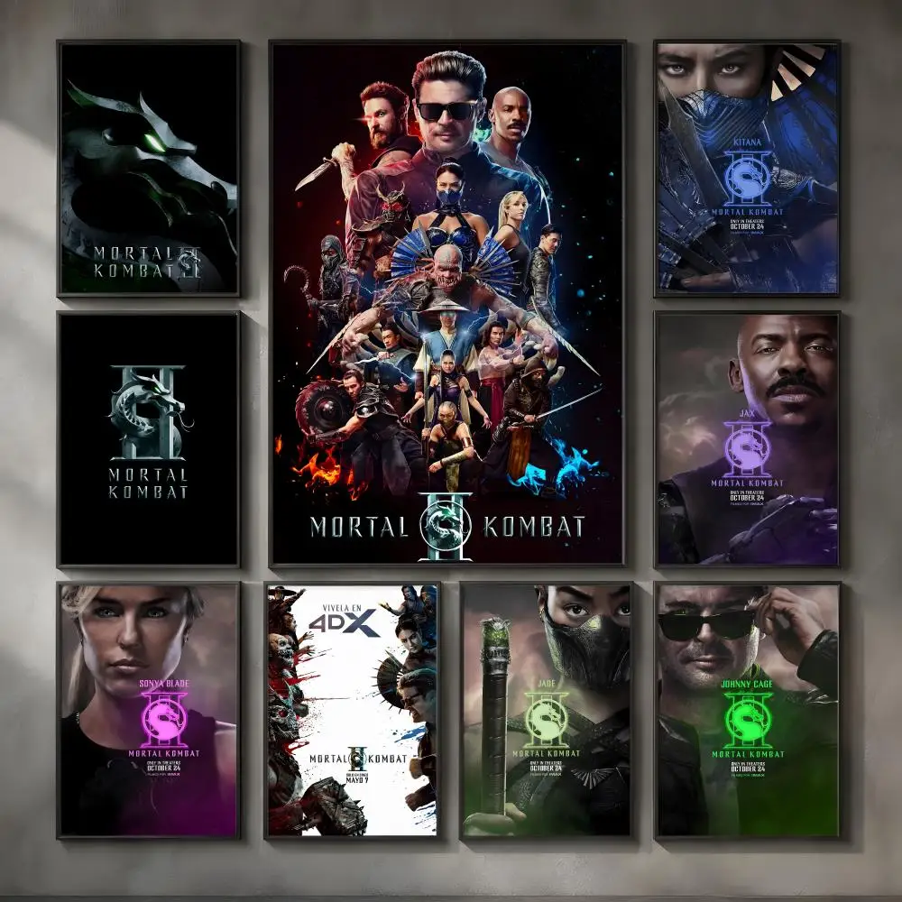 Game M-Mortal Kombat II-i Poster Vintage Self Adhesive PP Wall Art for Living Room Bar Bedroom Home Decor Gift