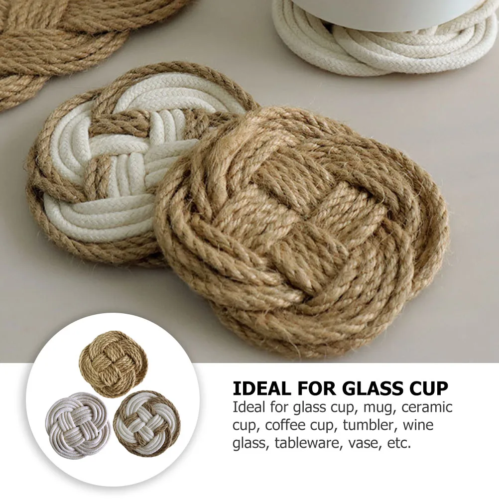 

3pcs Woven Placemat Set Bohemian Vintage Tableware Mat For Cup Glass Mug Tumbler Decorative Coasters Household Place Mats