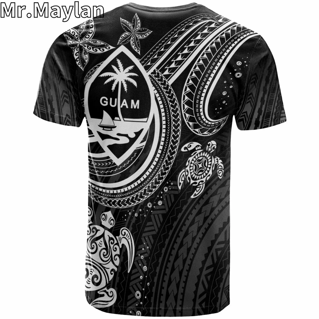 Custom 3D Printed Guam Polynesian Hawaii T-Shirt White Turtle Tribal Tattoo Black Tshirt Men Women Streetwear Unisex Tee Tops