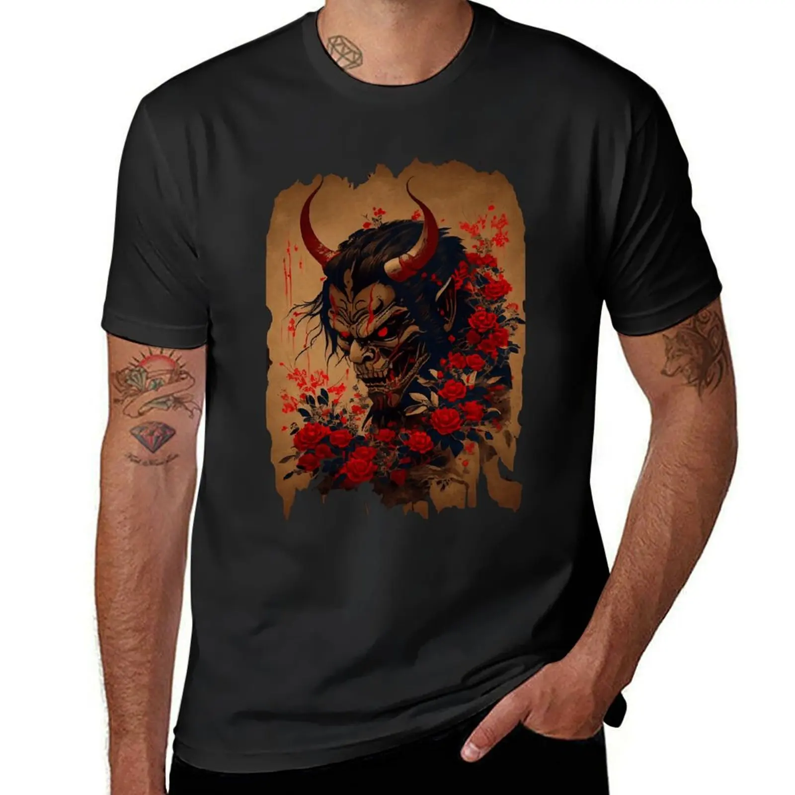 Yokai Demon Scroll Poster For Sale T-shirt Crewneck Move  Funny Sarcastic Top Tee Hipster Fitness Eur Size