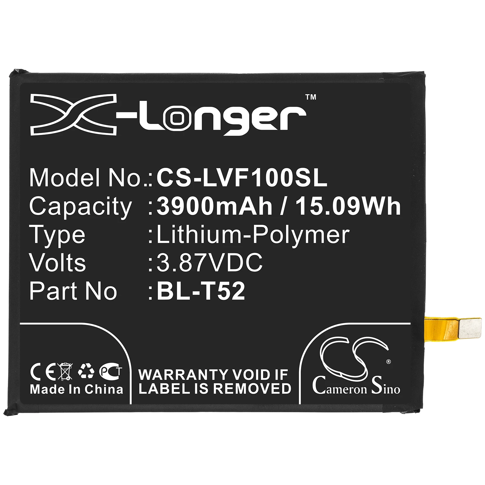 Replacement 3.87V 3900mAh Mobile, SmartPhone Battery BL-T52 for LG Wing 5G F100 F100VM1 F100N F100VMY F100EMW LMF100N