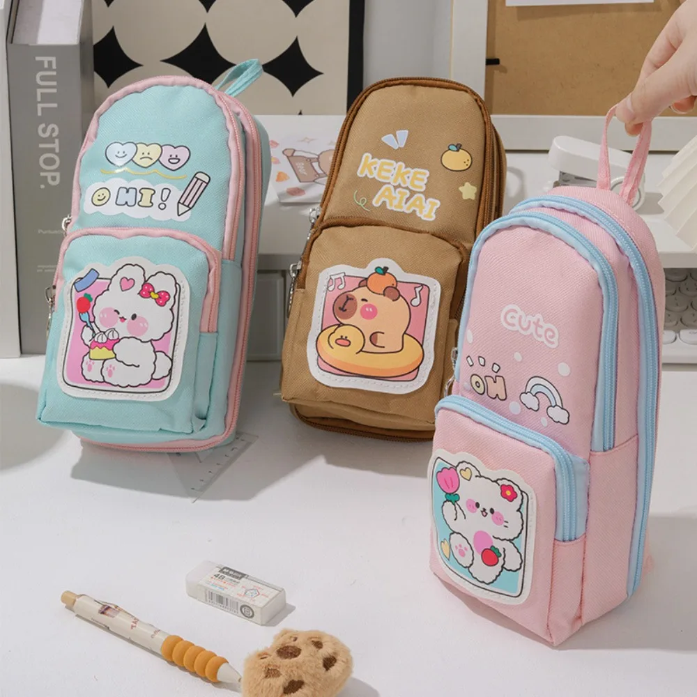 6 Schicht 11 Taschen Capybara Bleistiftbeutel Große Kapazität Tier Schultasche Form Federmäppchen Ästhetische Wasserdichte Reißverschluss Bleistiftbeutel