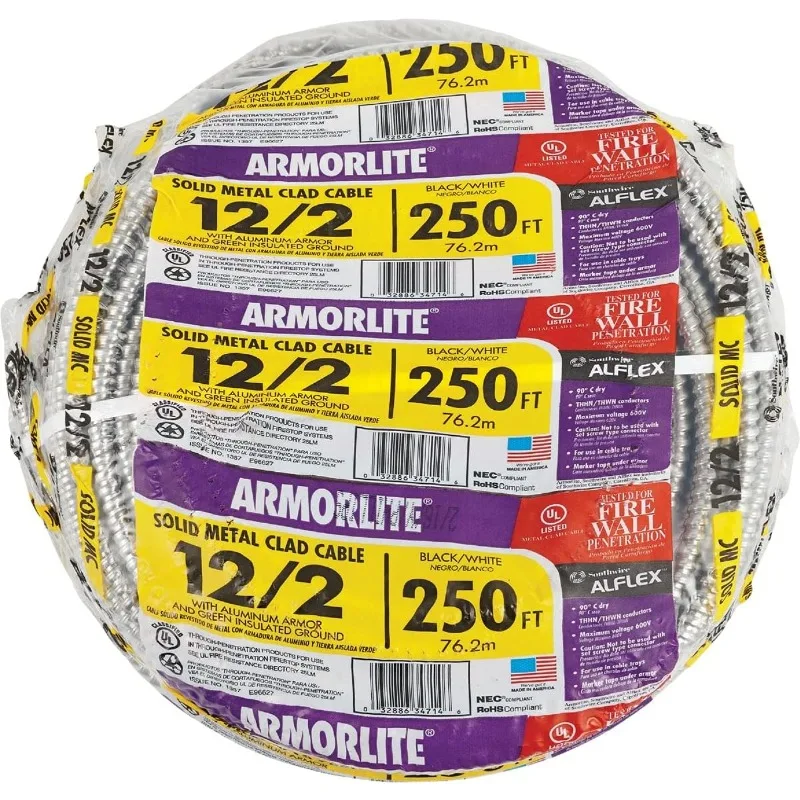 68580055 250 ft 12/2 solid CU MC Lite Cable, Aluminum image 2