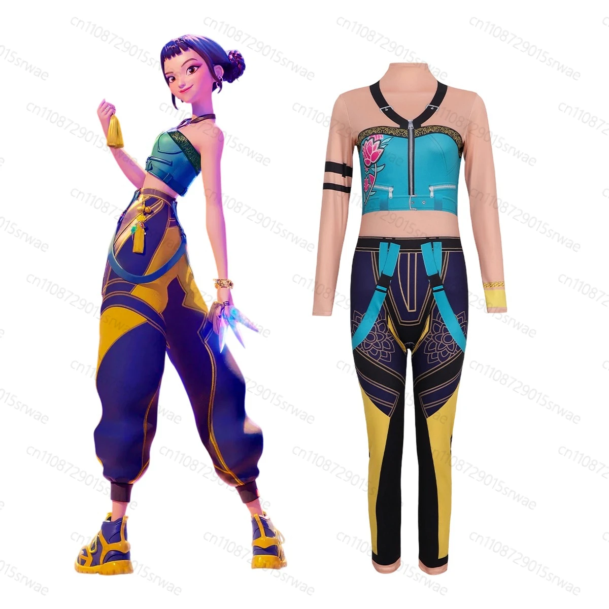 

2025 KPop Demon Hunters Zoey Milk silk jumpsuit Suit Costume Set Child Halloween Carnival Role Play Party For Girls