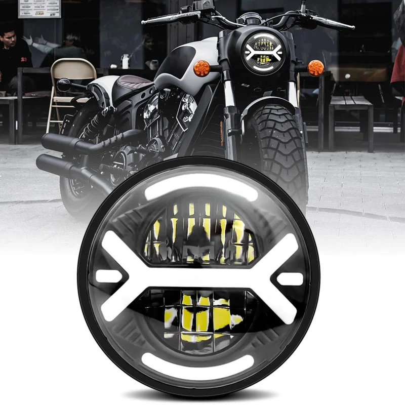 

Для мотоцикла светодиодная передняя фара 5-3/4 дюйма (5,75 дюйма) IP67 водонепроницаемая с дневными ходовыми огнями