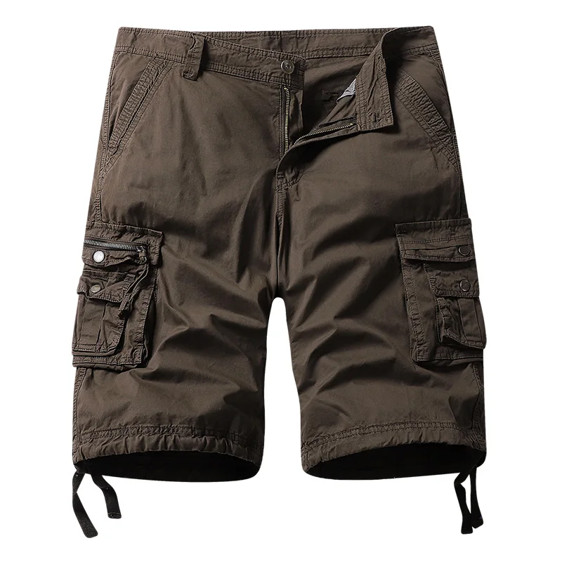 Men\'s Regular Fit Cargo Shorts Outdoor Classic Solid Tactical Shorts Red Multi Pockets Military Hiking Shorts Cotton