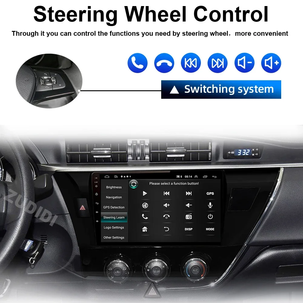 2din Autoradio für Toyota Corolla Ralink 2013 2014 2015 2016 4g Android 13 Auto Stereo Multimedia Video Player Navigation GPS