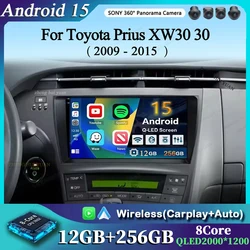 Android 15 For Toyota Prius XW30 30 2009-2015 Car Radio Multimedia Video Player Navigation Stereo GPS 360 Camera No 2 Din 9”