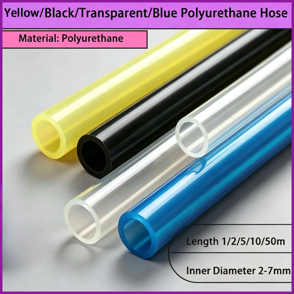 

Inner diameter 2-7mm yellow/black/transparent/blue polyurethane hose for pneumatic and fluid transportation