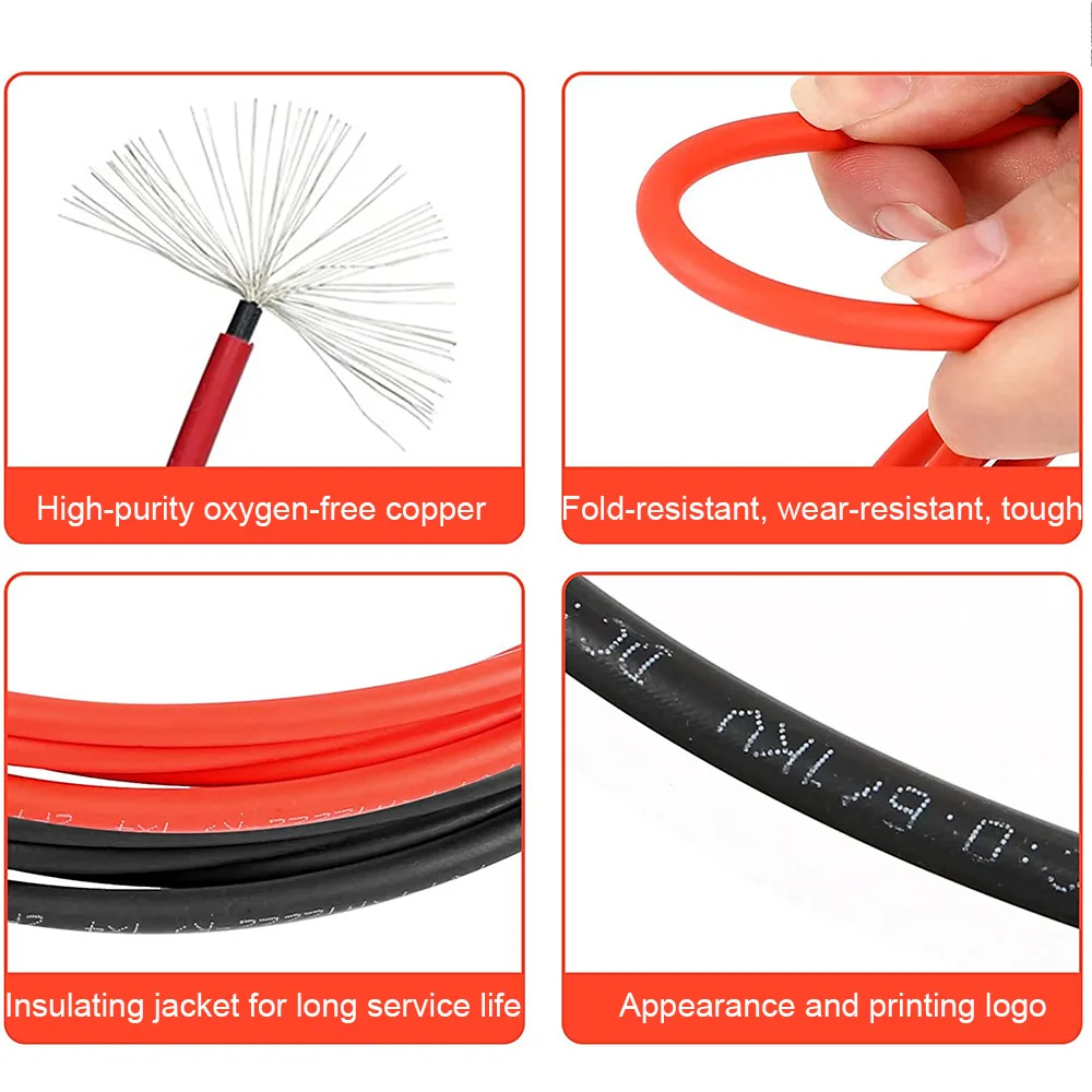PowMr 10AWG 6mm² Solar-PV-Kabel 20M mit Steckern 20M Rot+20M Schwarz für Solarpanel-System Photovoltaik-Verlängerungskabel – Detail 2