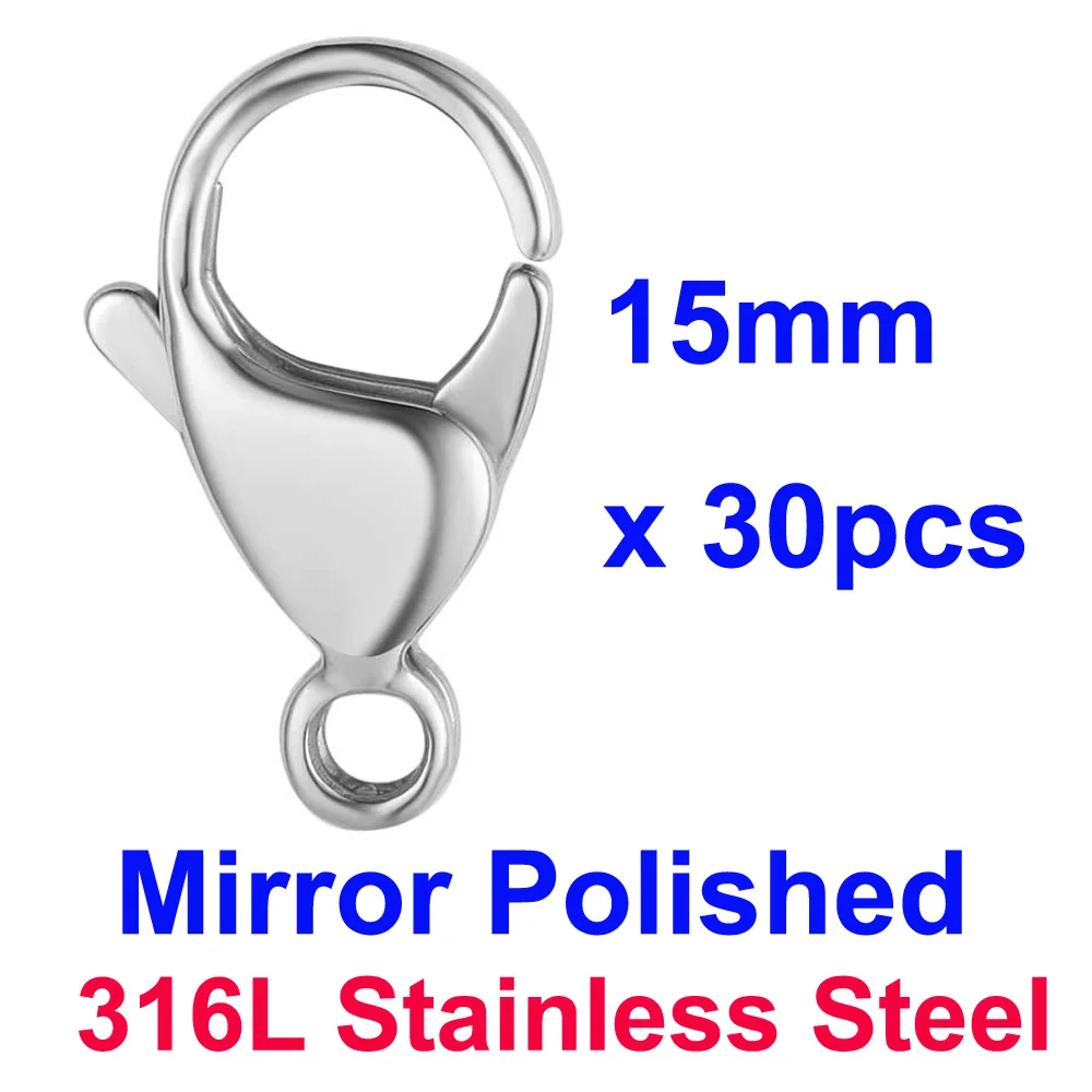 20/30/40 Spiegelpolierte 316L Edelstahl-Karabinerverschlüsse 9-19mm, Nie Verblassend, DIY Schmuckverschlüsse für Halsketten- und Armbandherstellung