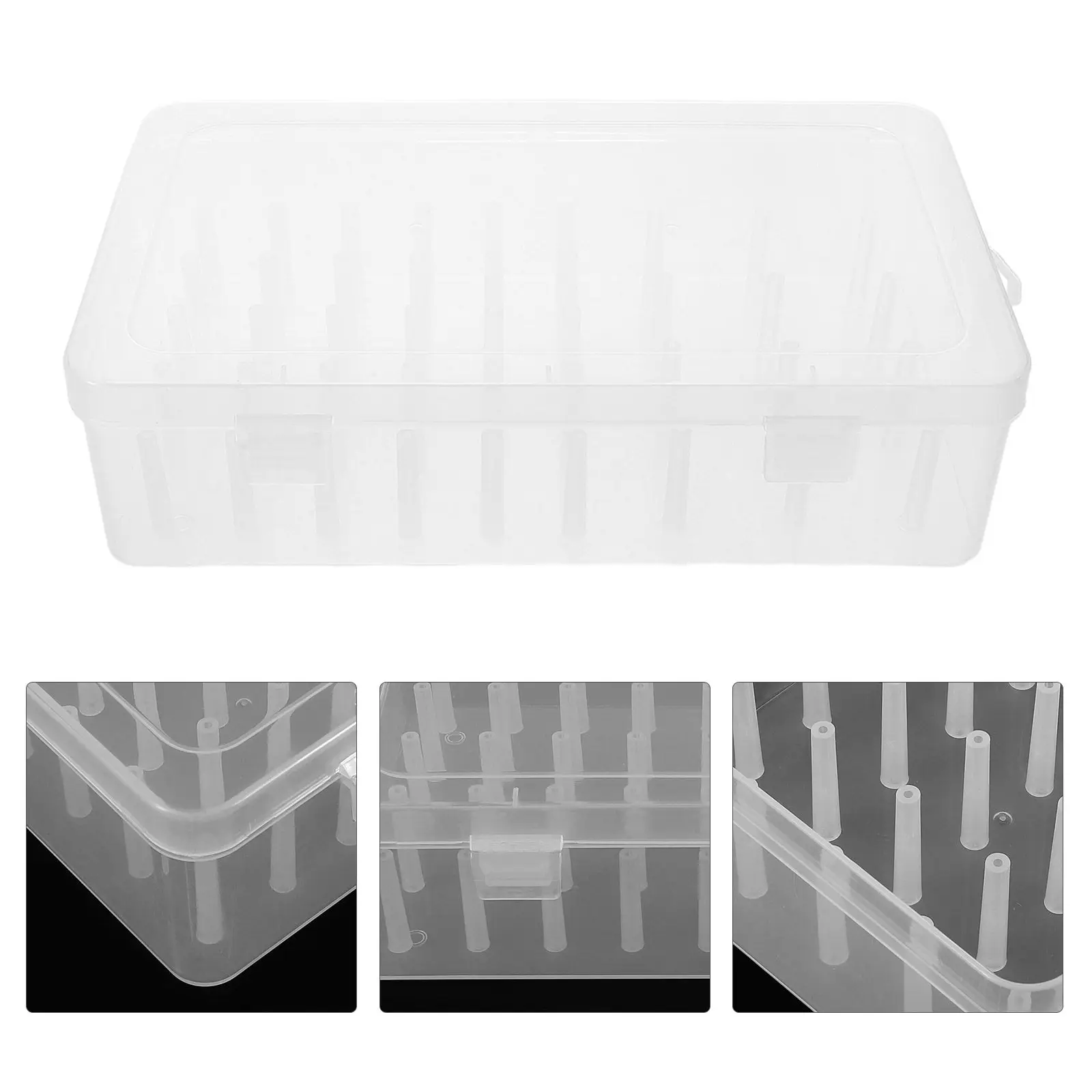 

3Pcs Thread Storage Box Clear Sewing Organizer for Embroidery Spools Multifunctional Compact Home Use Thread Holder Rack 42