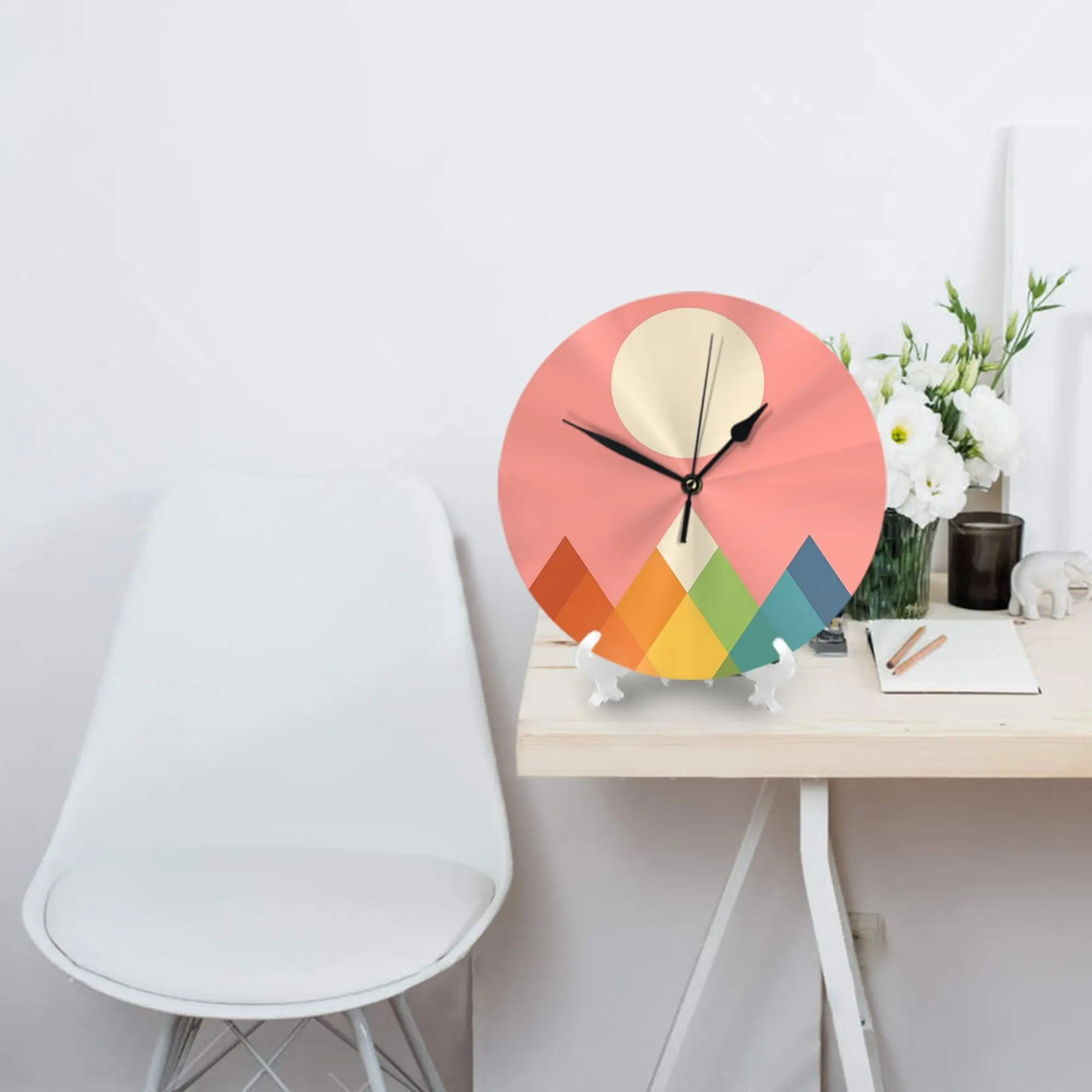Rainbow Peak Wall Clock Room Decoration Silent Round Clock for Bedroom Living Kitchen Home