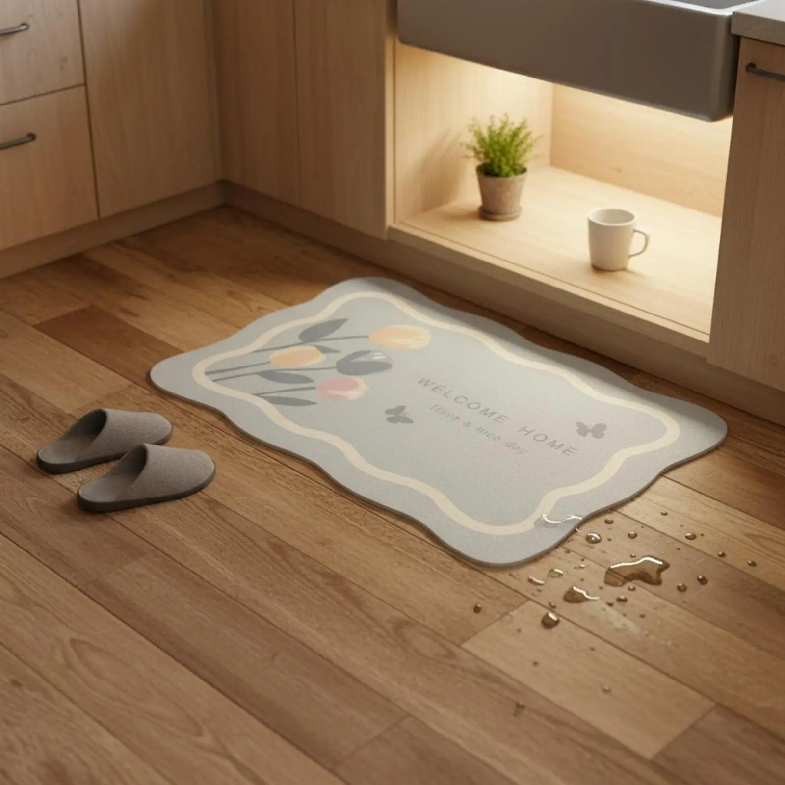 Diatomite Bathroom Carpet Quick Dry Absorbent Non Slip Rug Soft Microfiber Mat for Bath Shower Entryway Kitchen Floor