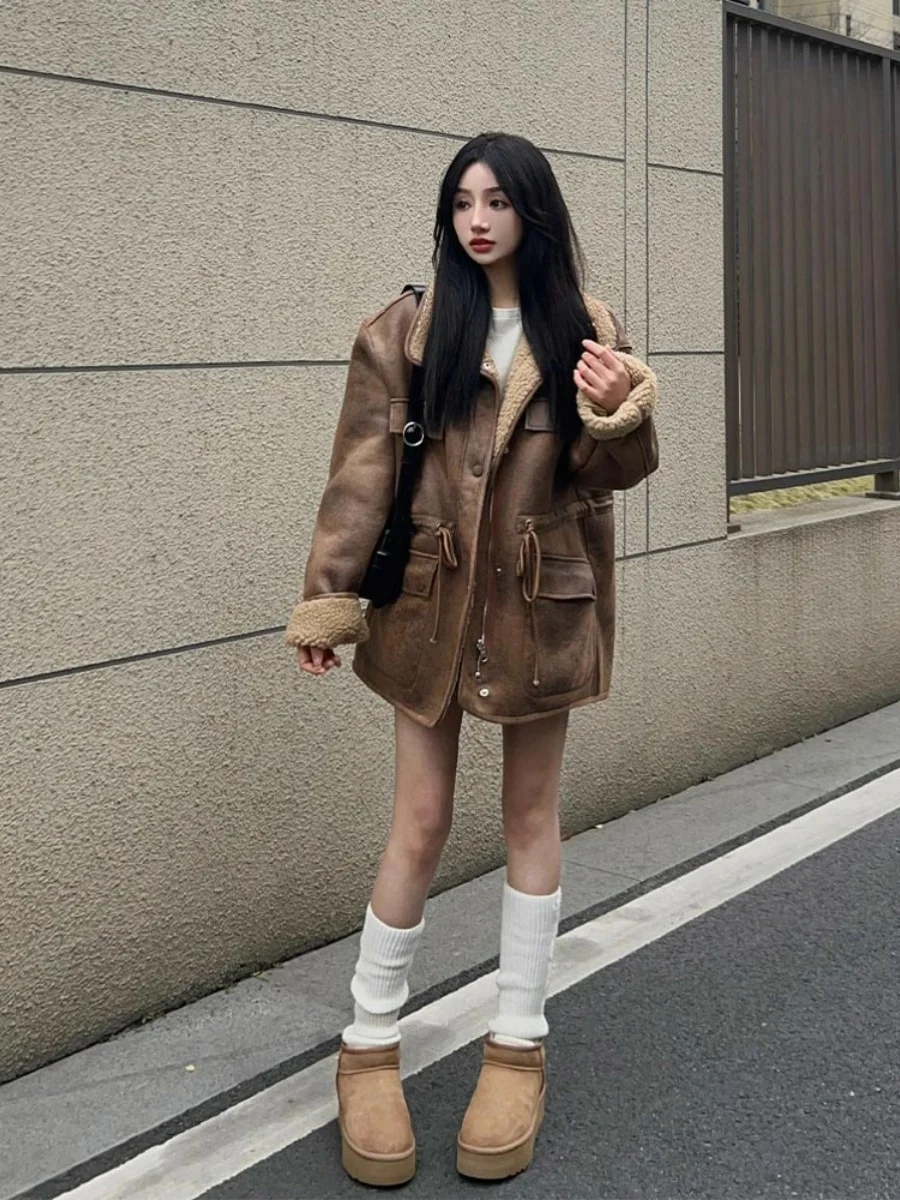 

Lamb Wool Jacket Cute Woman Cozy Design Comfortable Style Snug Fashion Relaxed Look Pleasant Aesthetic Agreeable Approach Nice