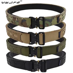 VULPO Tactical Combat Belt Laser Cutting Molle System Quick Release Buckle Belt Airsoft Hunting Mens Belt Durable Two Layer